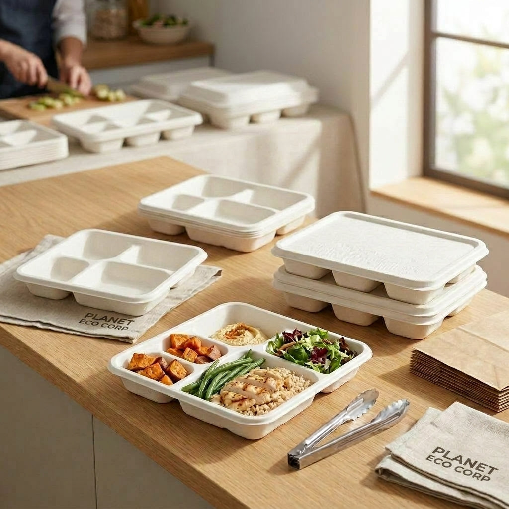 Eco Corp 5 Compartment Trays - 100% certified compostable