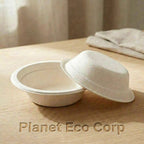 Planet Eco Corp 8 oz Compostable Small Bowls for sides sauces condiments kids meal, Sugarcane Bagasse, PFAS-Free, Plastic-Free, Microwave & Freezer Safe
