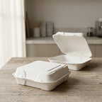 Planet Eco Corp 9x9 Inch Compostable Clamshell Food Containers - 50 Pack, Sugarcane Bagasse, Leak-Resistant, Microwave Safe, Eco-Friendly Takeaway Food Boxes, PFAS-Free & Biodegradable