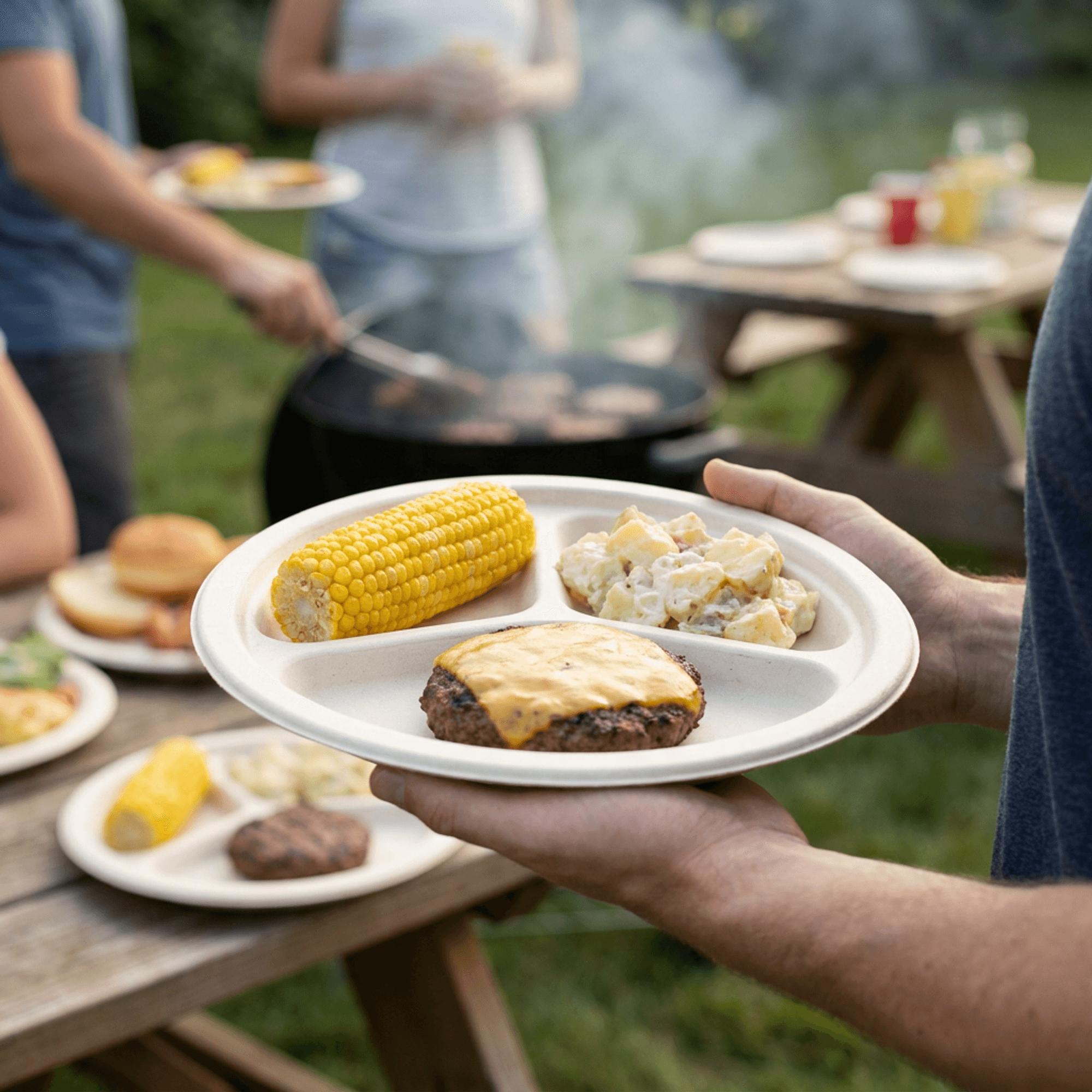 Planet Eco Corp | 10 Inch 3-Compartment Compostable Plates | Pack of 50
