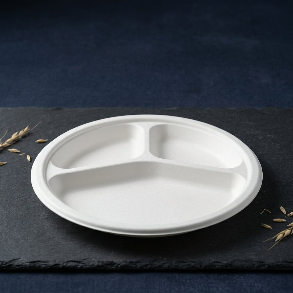 Eco Corp 3 Compartment Plate - 100% certified compostable