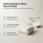 Planet Eco Corp 9x9 Inch Compostable Clamshell Food Containers - 50 Pack, Sugarcane Bagasse, Leak-Resistant, Microwave Safe, Eco-Friendly Takeaway Food Boxes, PFAS-Free & Biodegradable