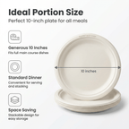 Planet Eco Corp 10 Inch Compostable Bagasse Plates, Pack of 50 – Heavy-Duty Disposable Dinnerware, PFAS-Free, Microwave Safe, Leak-Resistant & Eco-Friendly