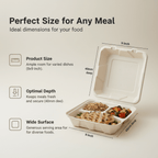 Planet Eco Corp 3-Compartment Compostable Clamshell Food Containers 9x9 Inch – Pack of 50 – Sugarcane Bagasse, Leak-Resistant, Microwave Safe, Eco-Friendly Takeaway Box for Meal Prep & Catering