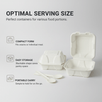 Planet Eco Corp 6 x 6 Inch Compostable Clamshell Food Containers, Pack of 50 – Sugarcane Bagasse Takeaway Boxes, Leak-Resistant, Microwave Safe, PFAS-Free, Eco-Friendly Food Containers