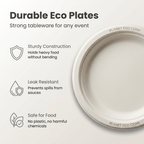 Planet Eco Corp 10 Inch Compostable Bagasse Plates, Pack of 50 – Heavy-Duty Disposable Dinnerware, PFAS-Free, Microwave Safe, Leak-Resistant & Eco-Friendly