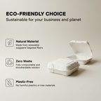 Planet Eco Corp 9x9 Inch Compostable Clamshell Food Containers - 50 Pack, Sugarcane Bagasse, Leak-Resistant, Microwave Safe, Eco-Friendly Takeaway Food Boxes, PFAS-Free & Biodegradable