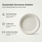 Planet Eco Corp 12 Inch Compostable Round Plates - 50 Pack Sugarcane Bagasse Dinnerware - Eco-Friendly, Heavy Duty, Microwave Safe Disposable Plates