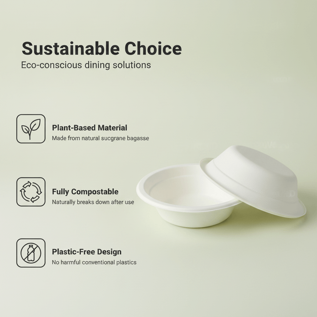 Planet Eco 12 OZ/360 ML Sugarcane Bagasse Bowl – Compostable Disposable Bowl