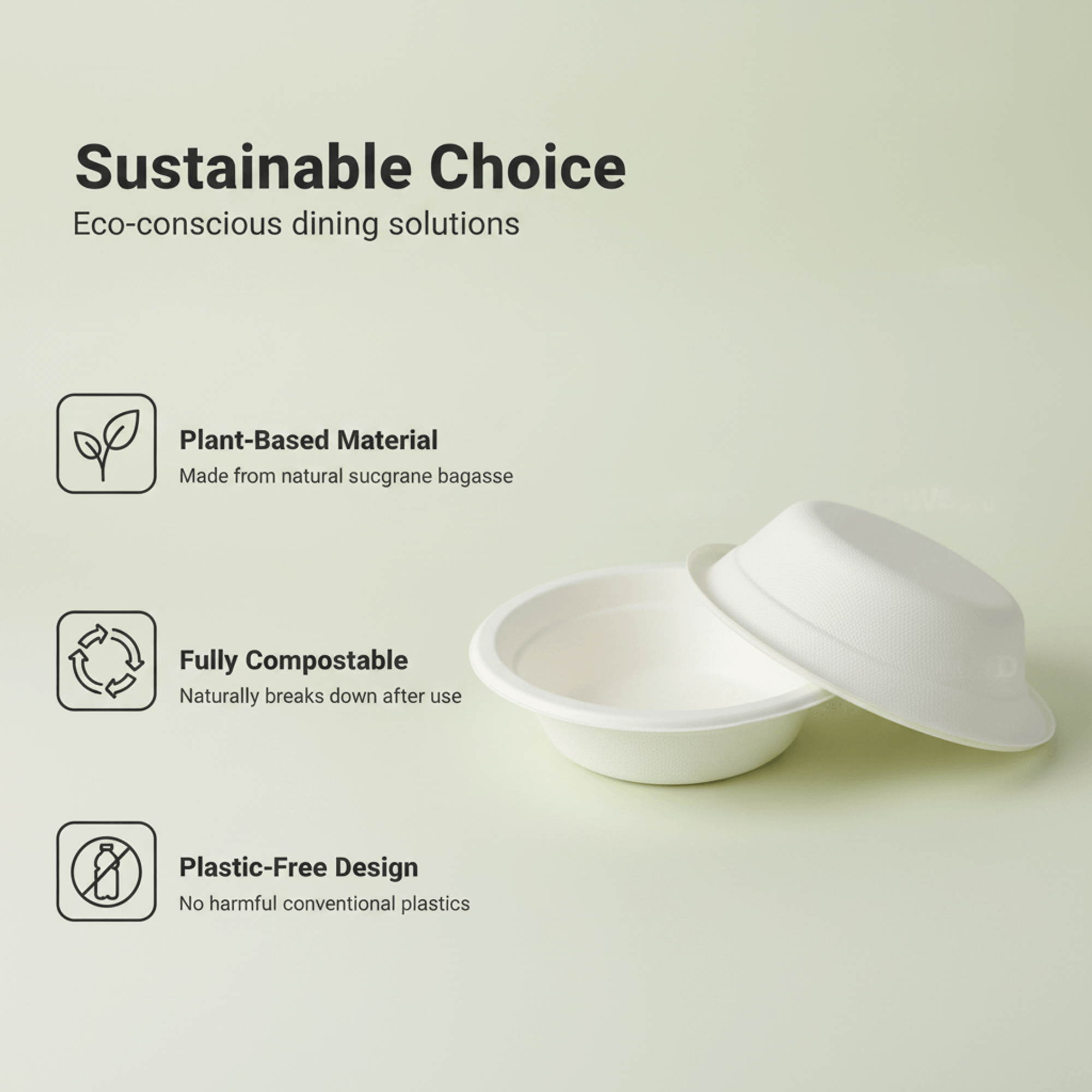 Planet Eco 12 OZ/360 ML Sugarcane Bagasse Bowl – Compostable Disposable Bowl