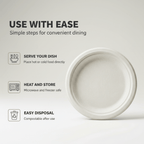 Planet Eco Corp 12 Inch Compostable Round Plates - 50 Pack Sugarcane Bagasse Dinnerware - Eco-Friendly, Heavy Duty, Microwave Safe Disposable Plates