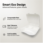 Planet Eco Corp 9 x 9 Inch 3-Compartment Compostable Clamshell To Go Containers, Sugarcane Bagasse Takeaway Containers, Leak-Resistant, Microwave Safe, PFAS-Free, Plastic-Free & Tree-Free Food Packaging