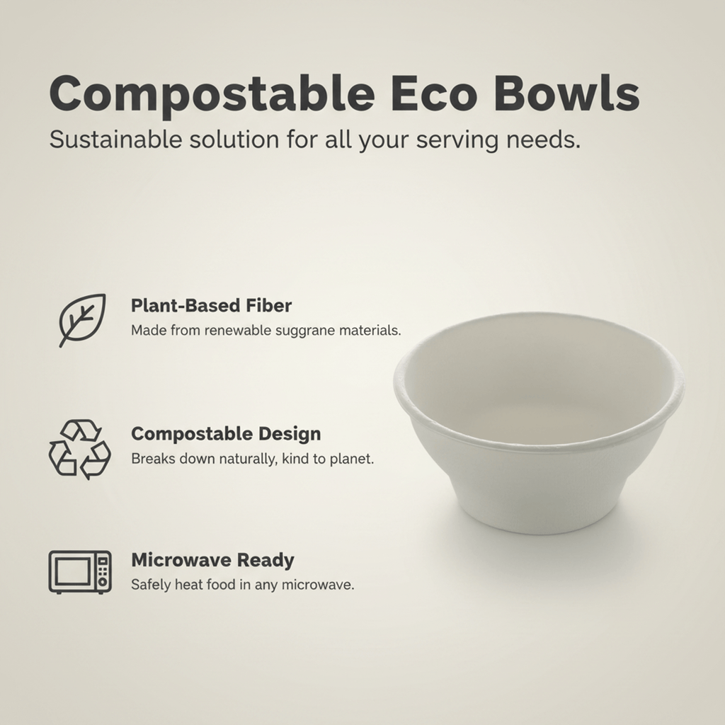 Planet Eco Corp 6 oz Compostable Small Bowls, Fruits Dessert Dip Bowl, Sugarcane Bagasse, PFAS-Free, Plastic-Free, Microwave & Freezer Safe