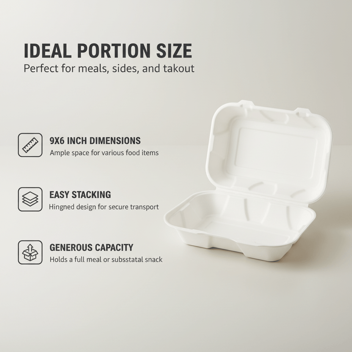 Planet Eco Corp 9 x 6 Inch Compostable Clamshell To Go Containers, Sugarcane Bagasse Takeaway Containers, Leak-Resistant, Microwave & Freezer Safe, PFAS-Free, Plastic-Free & Tree-Free Food Packaging