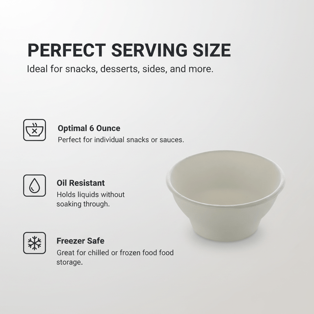 Planet Eco Corp 6 oz Compostable Small Bowls, Fruits Dessert Dip Bowl, Sugarcane Bagasse, PFAS-Free, Plastic-Free, Microwave & Freezer Safe