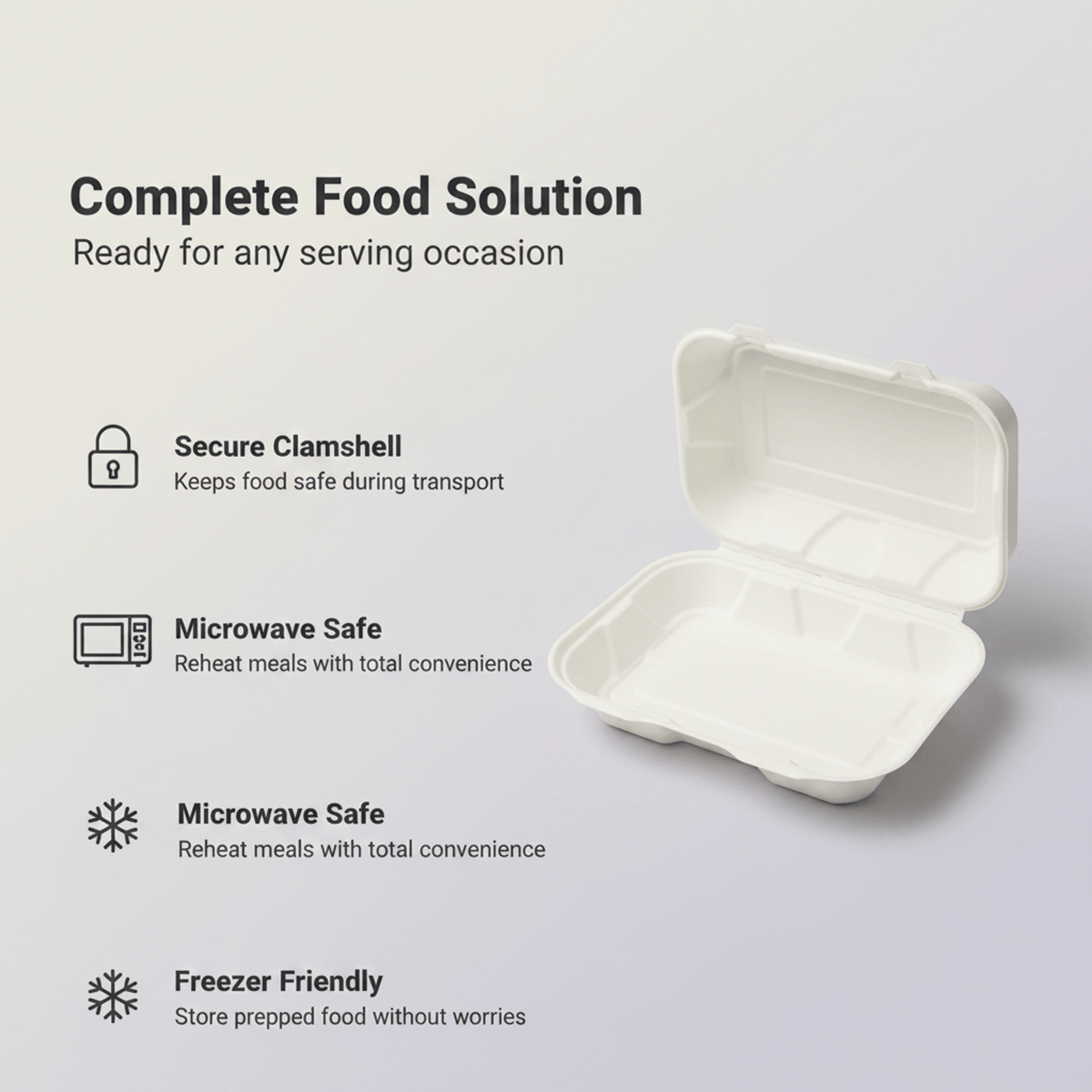 Planet Eco Corp 9 x 6 Inch Compostable Clamshell To Go Containers, Sugarcane Bagasse Takeaway Containers, Leak-Resistant, Microwave & Freezer Safe, PFAS-Free, Plastic-Free & Tree-Free Food Packaging