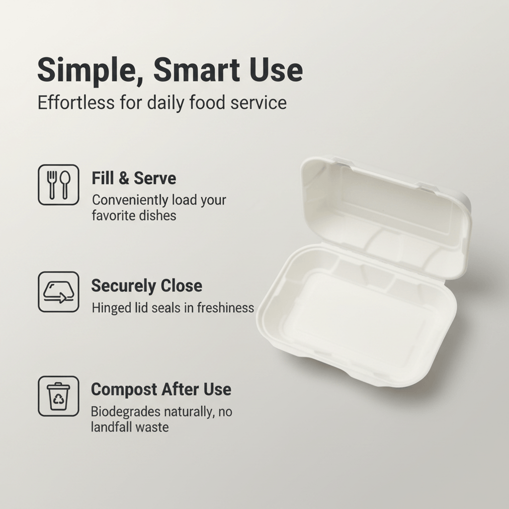 Planet Eco Corp 9 x 6 Inch Compostable Clamshell To Go Containers, Sugarcane Bagasse Takeaway Containers, Leak-Resistant, Microwave & Freezer Safe, PFAS-Free, Plastic-Free & Tree-Free Food Packaging