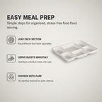 Planet Eco Corp 12.5x9 inch Large 6 Compartment Compostable Meal Trays, 6CP divided plates, Sugarcane Bagasse, Heavy Duty Paper, Leak-Resistant & Oil-Resistant, Microwave & Freezer Safe, PFAS-Free