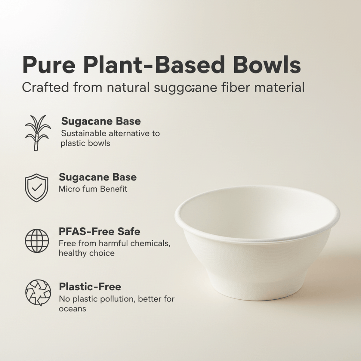 Planet Eco Corp 6 oz Compostable Small Bowls, Fruits Dessert Dip Bowl, Sugarcane Bagasse, PFAS-Free, Plastic-Free, Microwave & Freezer Safe