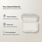 Planet Eco Corp 9 x 6 Inch Compostable Clamshell To Go Containers, Sugarcane Bagasse Takeaway Containers, Leak-Resistant, Microwave & Freezer Safe, PFAS-Free, Plastic-Free & Tree-Free Food Packaging