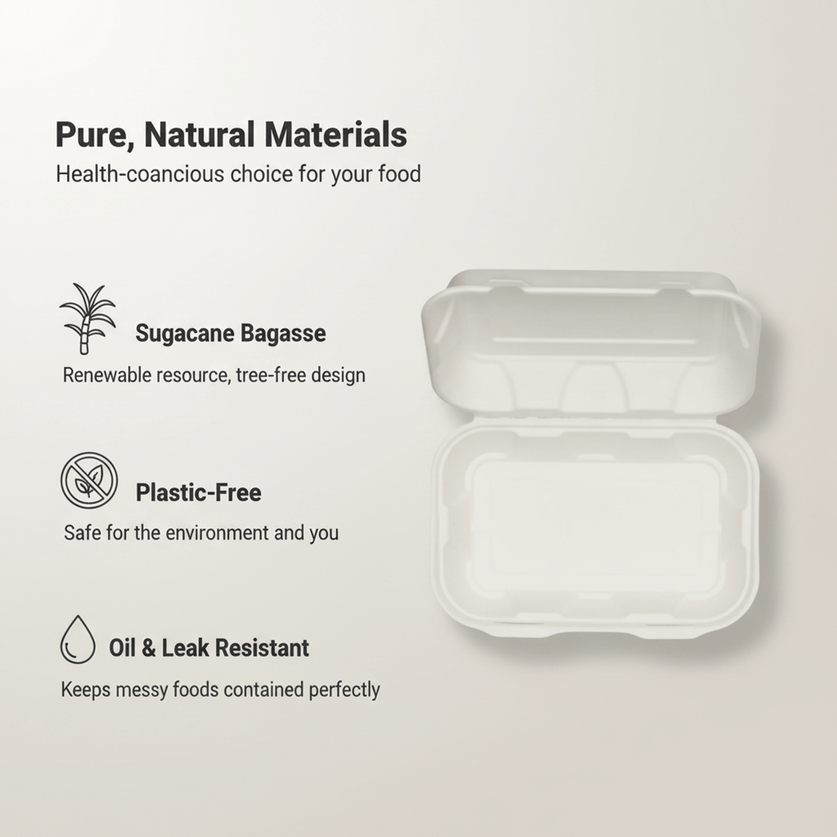 Planet Eco Corp 9 x 6 Inch Compostable Clamshell To Go Containers, Sugarcane Bagasse Takeaway Containers, Leak-Resistant, Microwave & Freezer Safe, PFAS-Free, Plastic-Free & Tree-Free Food Packaging