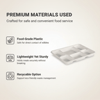 Planet Eco Corp 12.5x9 inch Large 6 Compartment Compostable Meal Trays, 6CP divided plates, Sugarcane Bagasse, Heavy Duty Paper, Leak-Resistant & Oil-Resistant, Microwave & Freezer Safe, PFAS-Free