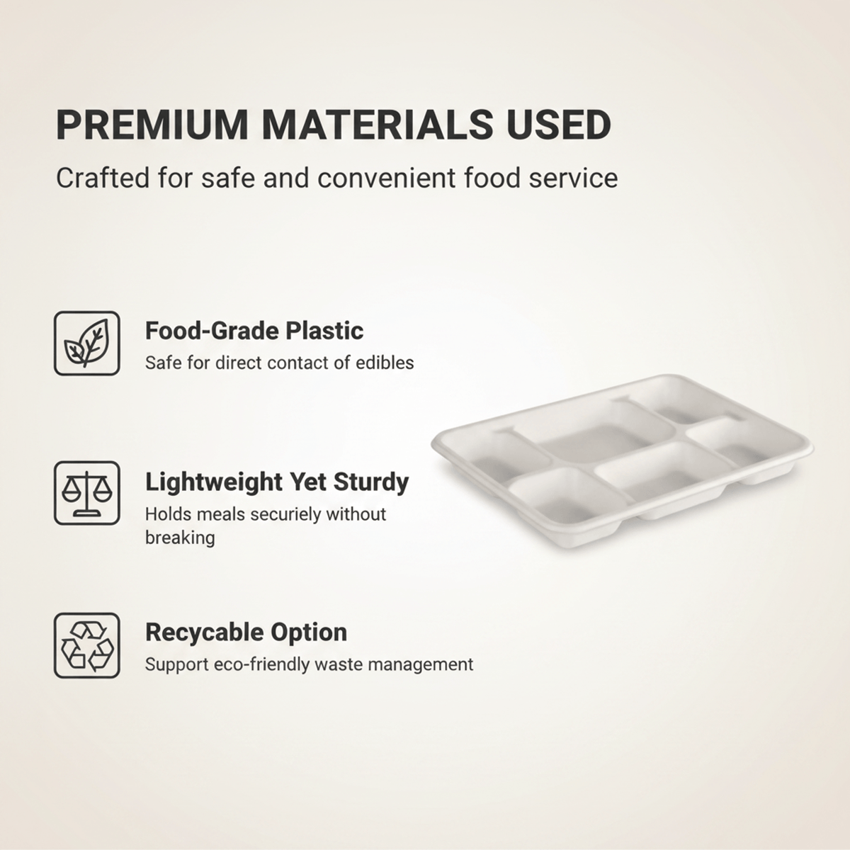 Planet Eco Corp 12.5x9 inch Large 6 Compartment Compostable Meal Trays, 6CP divided plates, Sugarcane Bagasse, Heavy Duty Paper, Leak-Resistant & Oil-Resistant, Microwave & Freezer Safe, PFAS-Free