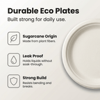 Planet Eco Corp 9 Inch Compostable Bagasse Plates, Pack of 50 – Heavy-Duty Disposable Dinnerware, PFAS-Free, Microwave Safe, Leak-Resistant & Eco-Friendly