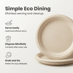 Planet Eco Corp 9 Inch Compostable Bagasse Plates, Pack of 50 – Heavy-Duty Disposable Dinnerware, PFAS-Free, Microwave Safe, Leak-Resistant & Eco-Friendly