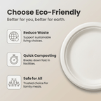 Planet Eco Corp 9 Inch Compostable Bagasse Plates, Pack of 50 – Heavy-Duty Disposable Dinnerware, PFAS-Free, Microwave Safe, Leak-Resistant & Eco-Friendly