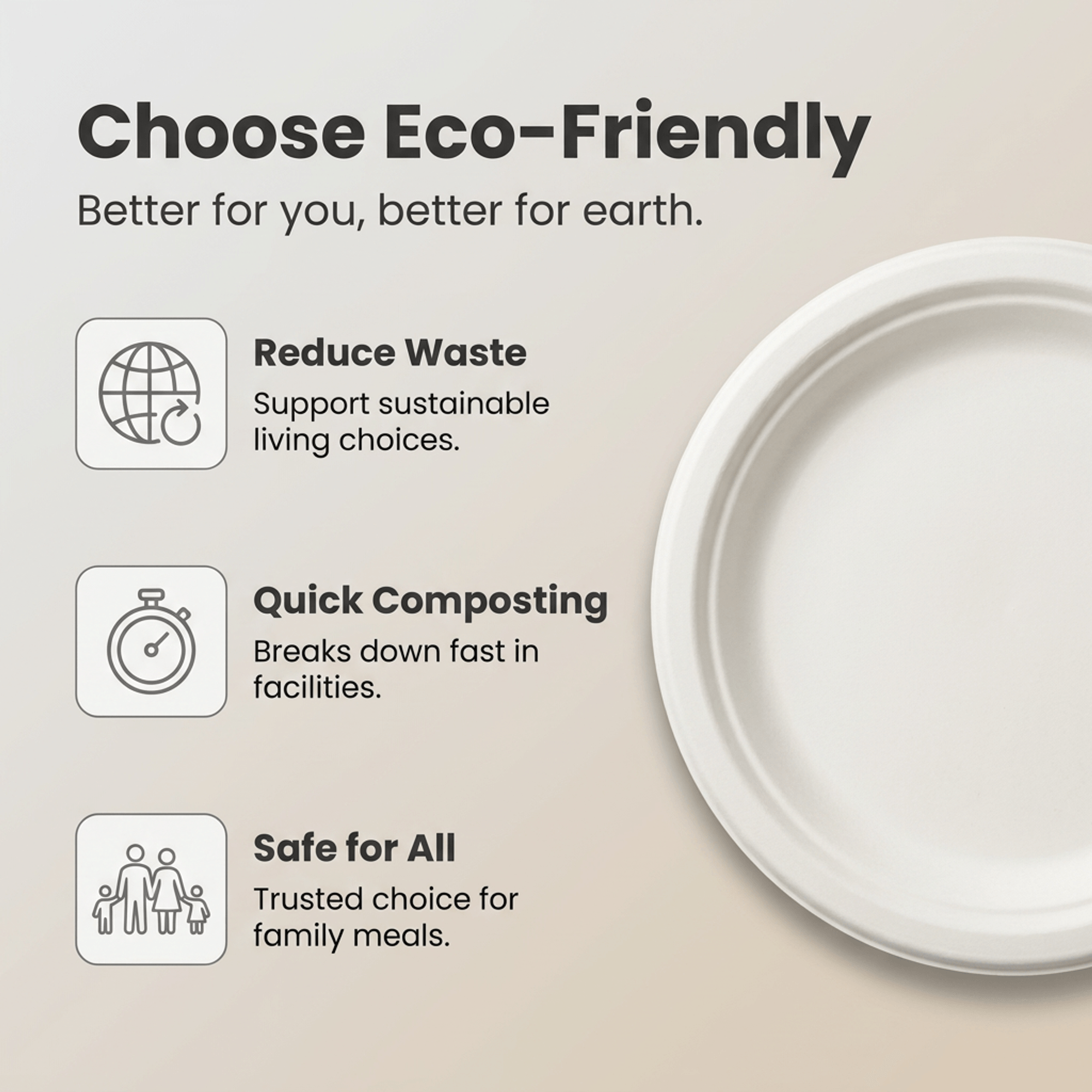 Planet Eco Corp 9 Inch Compostable Bagasse Plates, Pack of 50 – Heavy-Duty Disposable Dinnerware, PFAS-Free, Microwave Safe, Leak-Resistant & Eco-Friendly