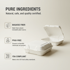 Planet Eco Corp 9x9 Inch Compostable Clamshell Food Containers - 50 Pack, Sugarcane Bagasse, Leak-Resistant, Microwave Safe, Eco-Friendly Takeaway Food Boxes, PFAS-Free & Biodegradable