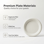Planet Eco Corp 12 Inch Compostable Round Plates - 50 Pack Sugarcane Bagasse Dinnerware - Eco-Friendly, Heavy Duty, Microwave Safe Disposable Plates