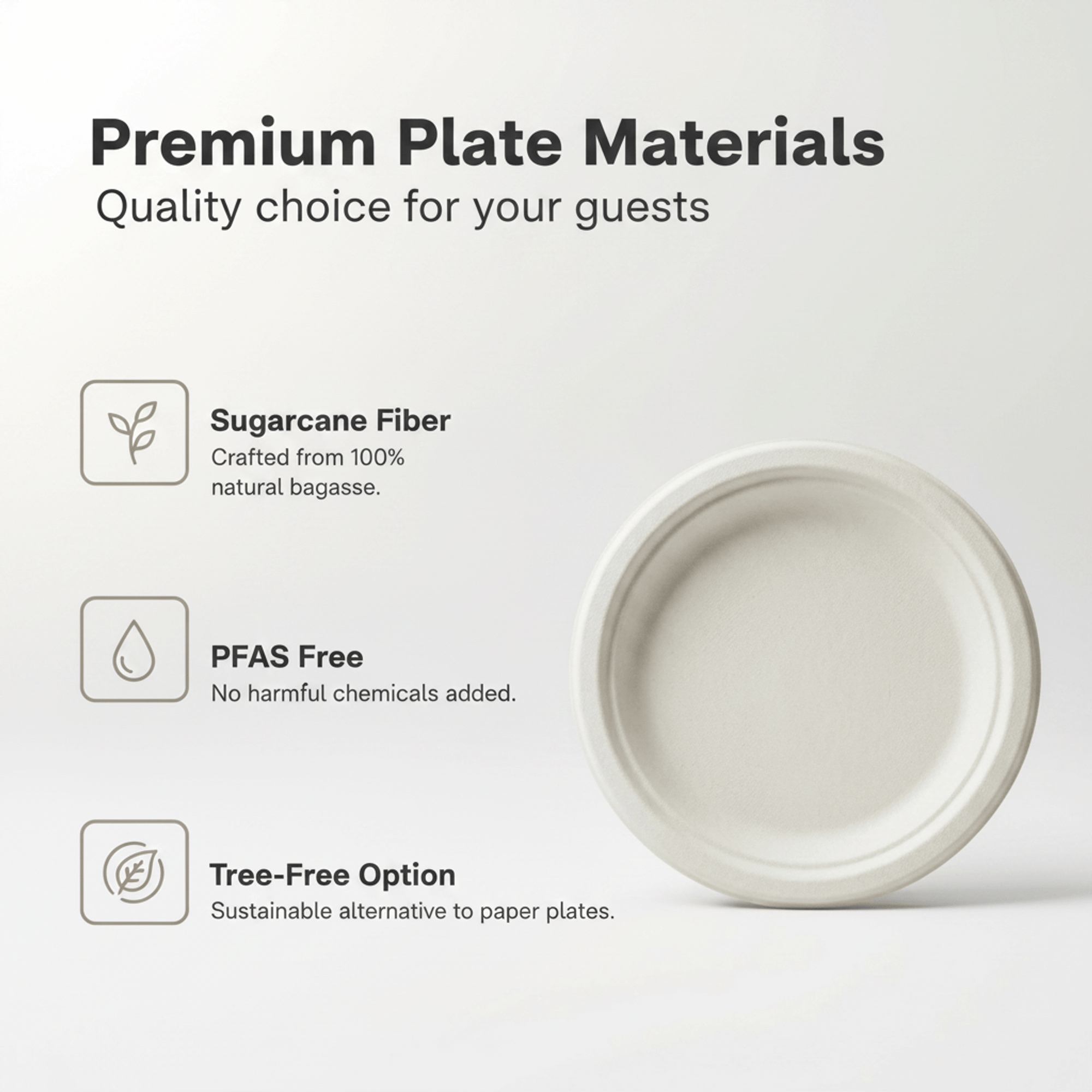 Planet Eco Corp 12 Inch Compostable Round Plates - 50 Pack Sugarcane Bagasse Dinnerware - Eco-Friendly, Heavy Duty, Microwave Safe Disposable Plates