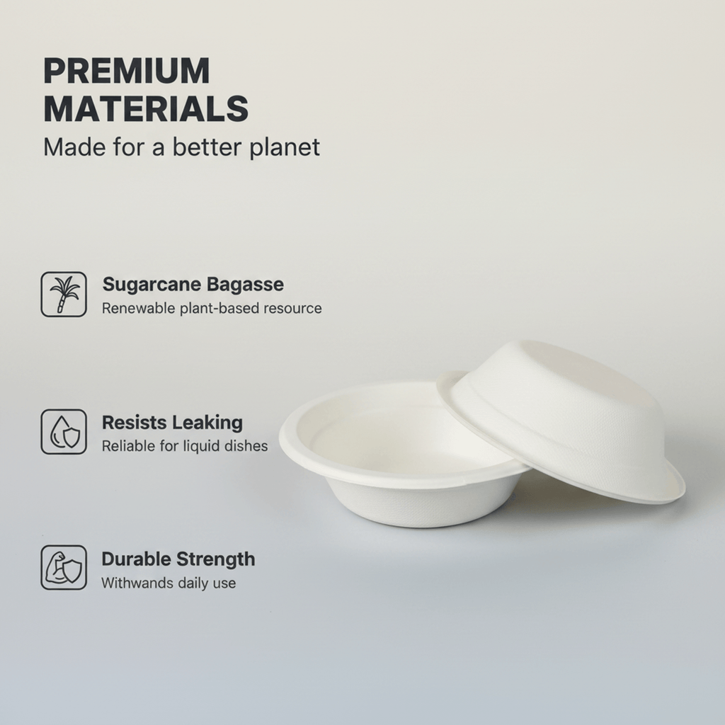 Planet Eco 12 OZ/360 ML Sugarcane Bagasse Bowl – Compostable Disposable Bowl