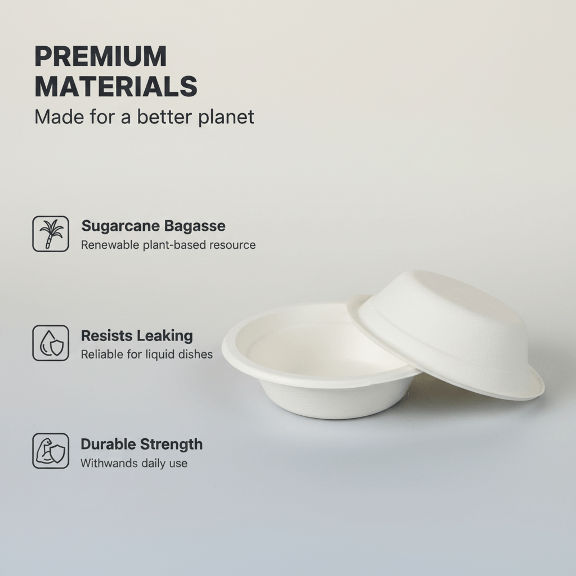 Planet Eco 12 OZ/360 ML Sugarcane Bagasse Bowl – Compostable Disposable Bowl