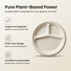 Planet Eco Corp | 10 Inch 3-Compartment Compostable Plates | Pack of 50