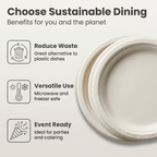 Planet Eco Corp 10 Inch Compostable Bagasse Plates, Pack of 50 – Heavy-Duty Disposable Dinnerware, PFAS-Free, Microwave Safe, Leak-Resistant & Eco-Friendly