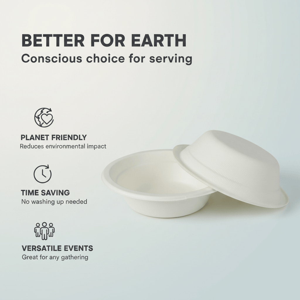 Planet Eco 12 OZ/360 ML Sugarcane Bagasse Bowl – Compostable Disposable Bowl