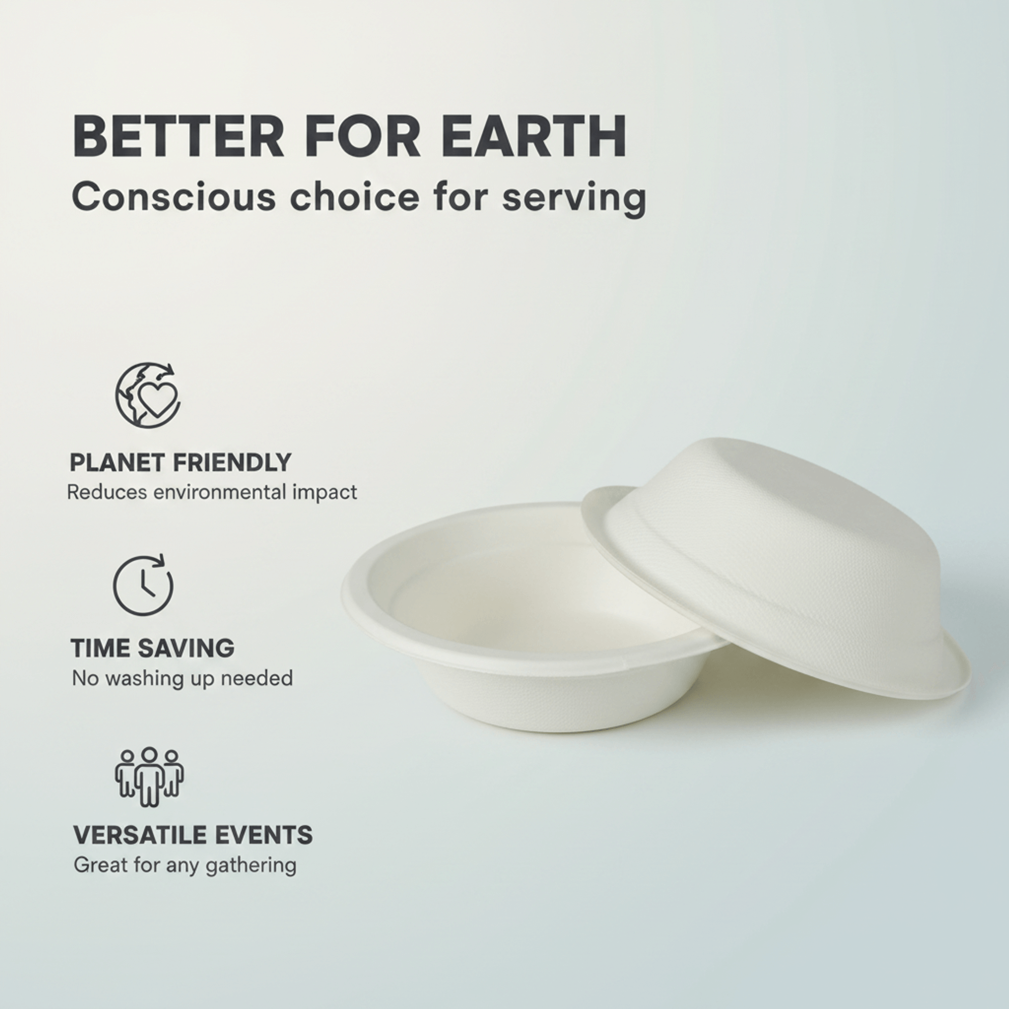 Planet Eco 12 OZ/360 ML Sugarcane Bagasse Bowl – Compostable Disposable Bowl