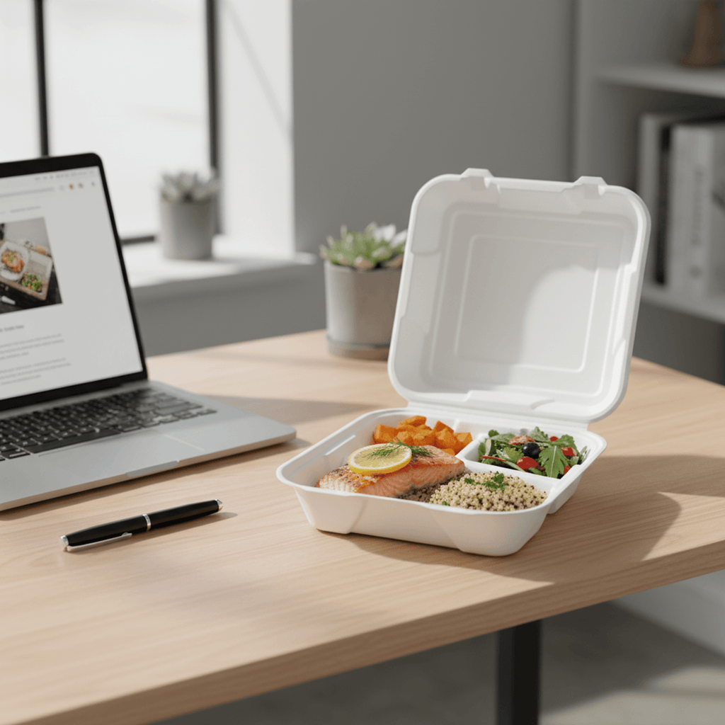 Planet Eco Corp 9 x 9 Inch 3-Compartment Compostable Clamshell To Go Containers, Sugarcane Bagasse Takeaway Containers, Leak-Resistant, Microwave Safe, PFAS-Free, Plastic-Free & Tree-Free Food Packaging