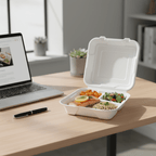 Planet Eco Corp 9 x 9 Inch 3-Compartment Compostable Clamshell To Go Containers, Sugarcane Bagasse Takeaway Containers, Leak-Resistant, Microwave Safe, PFAS-Free, Plastic-Free & Tree-Free Food Packaging