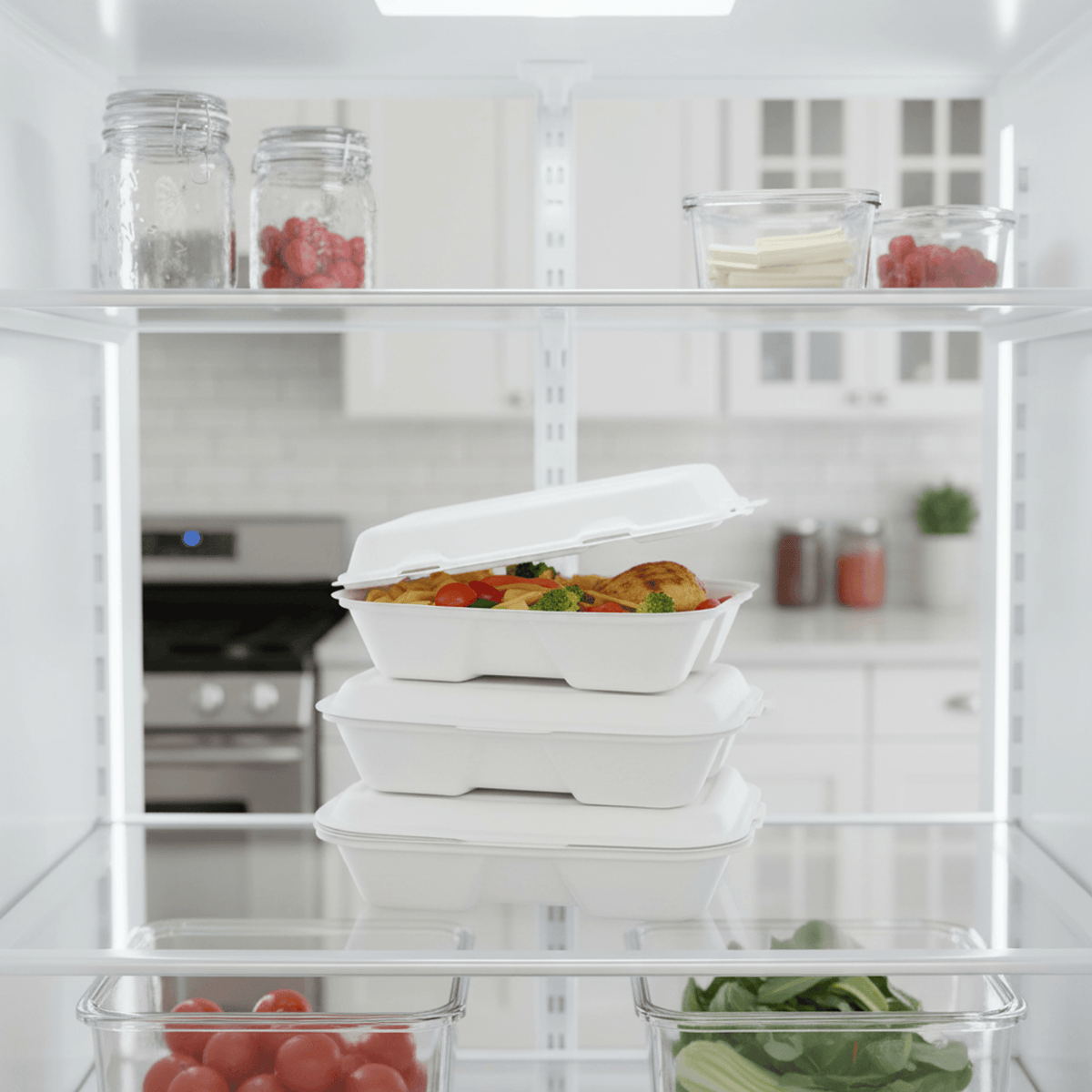 Planet Eco Corp 9 x 6 Inch Compostable Clamshell To Go Containers, Sugarcane Bagasse Takeaway Containers, Leak-Resistant, Microwave & Freezer Safe, PFAS-Free, Plastic-Free & Tree-Free Food Packaging
