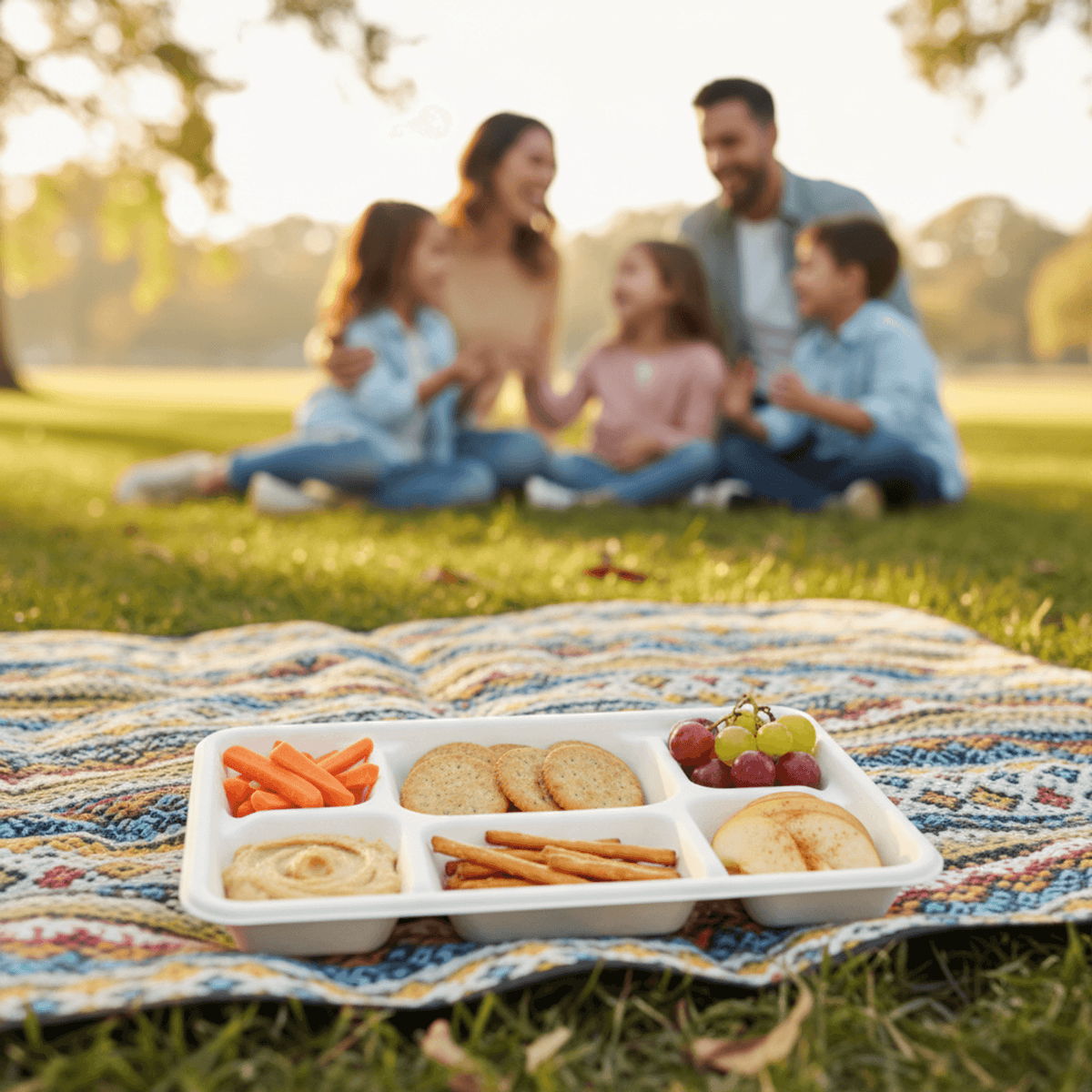Planet Eco Corp 12.5x9 inch Large 6 Compartment Compostable Meal Trays, 6CP divided plates, Sugarcane Bagasse, Heavy Duty Paper, Leak-Resistant & Oil-Resistant, Microwave & Freezer Safe, PFAS-Free