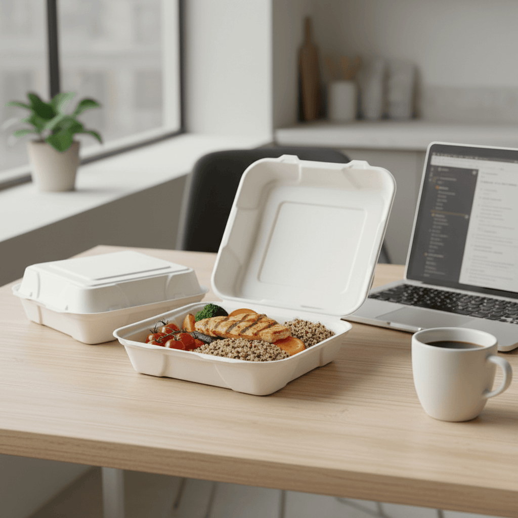 Planet Eco Corp 9x9 Inch Compostable Clamshell Food Containers - 50 Pack, Sugarcane Bagasse, Leak-Resistant, Microwave Safe, Eco-Friendly Takeaway Food Boxes, PFAS-Free & Biodegradable