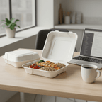 Planet Eco Corp 9x9 Inch Compostable Clamshell Food Containers - 50 Pack, Sugarcane Bagasse, Leak-Resistant, Microwave Safe, Eco-Friendly Takeaway Food Boxes, PFAS-Free & Biodegradable