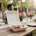 Planet Eco Corp 3-Compartment Compostable Clamshell Food Containers 9x9 Inch – Pack of 50 – Sugarcane Bagasse, Leak-Resistant, Microwave Safe, Eco-Friendly Takeaway Box for Meal Prep & Catering