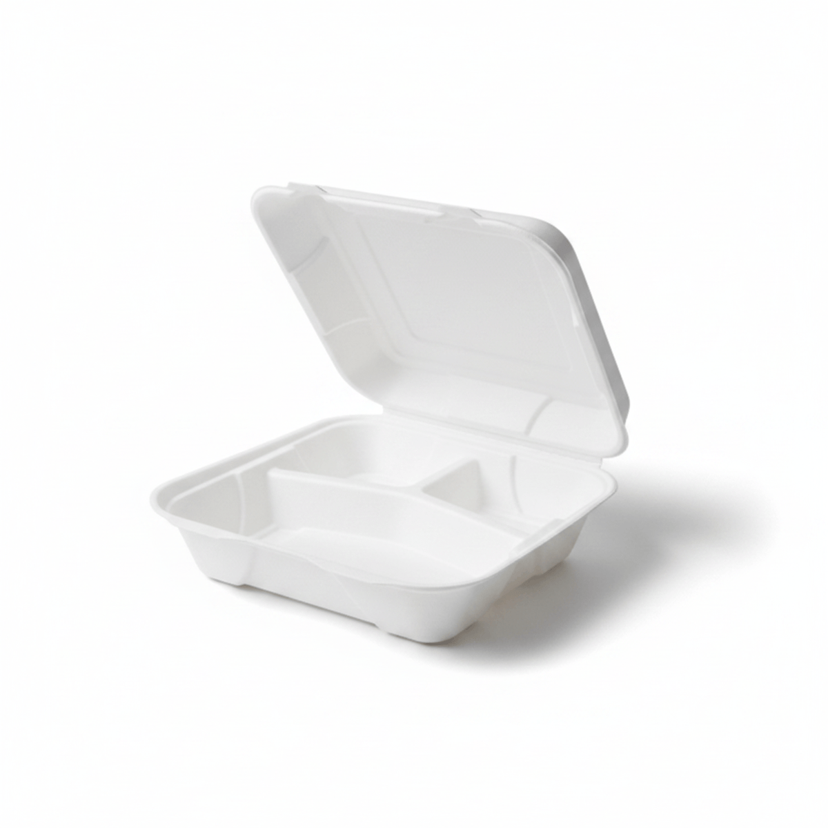 Planet Eco Corp 9 x 9 Inch 3-Compartment Compostable Clamshell To Go Containers, Sugarcane Bagasse Takeaway Containers, Leak-Resistant, Microwave Safe, PFAS-Free, Plastic-Free & Tree-Free Food Packaging