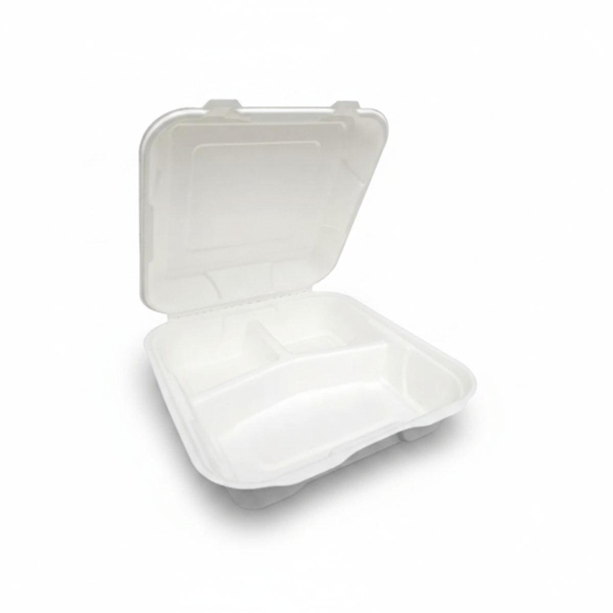 Planet Eco Corp 9 x 9 Inch 3-Compartment Compostable Clamshell To Go Containers, Sugarcane Bagasse Takeaway Containers, Leak-Resistant, Microwave Safe, PFAS-Free, Plastic-Free & Tree-Free Food Packaging