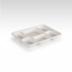 Planet Eco Corp 12.5x9 inch Large 6 Compartment Compostable Meal Trays, 6CP divided plates, Sugarcane Bagasse, Heavy Duty Paper, Leak-Resistant & Oil-Resistant, Microwave & Freezer Safe, PFAS-Free